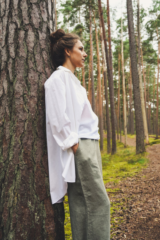Dabīgi balts kokvilnas krekls “Cotton Cloud”